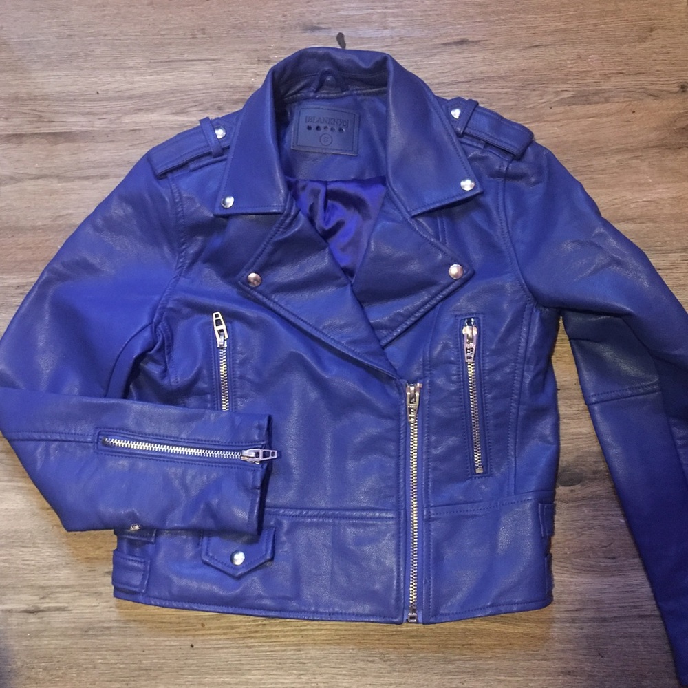 BLANK NYC Leather Jacket Moto Blue  Mind